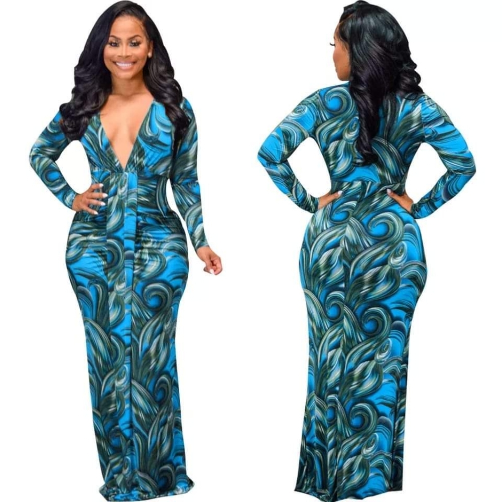 V-NECK MAXI DRESS